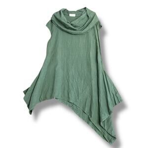 Bryn Walker Linen Asymmetrical Tunic Top XL Sage Green Made in USA